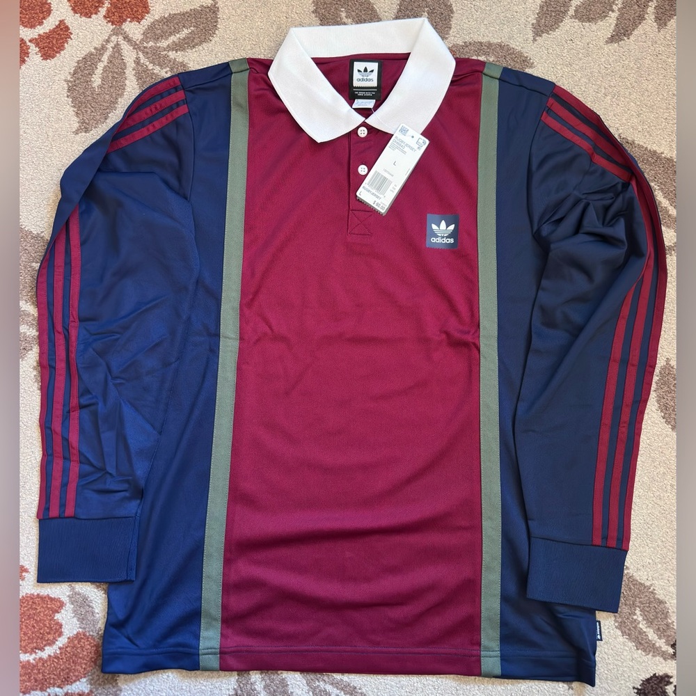Adidas DH6643 Skateboarding Long Sleeve Polo Shirt LARGE – New